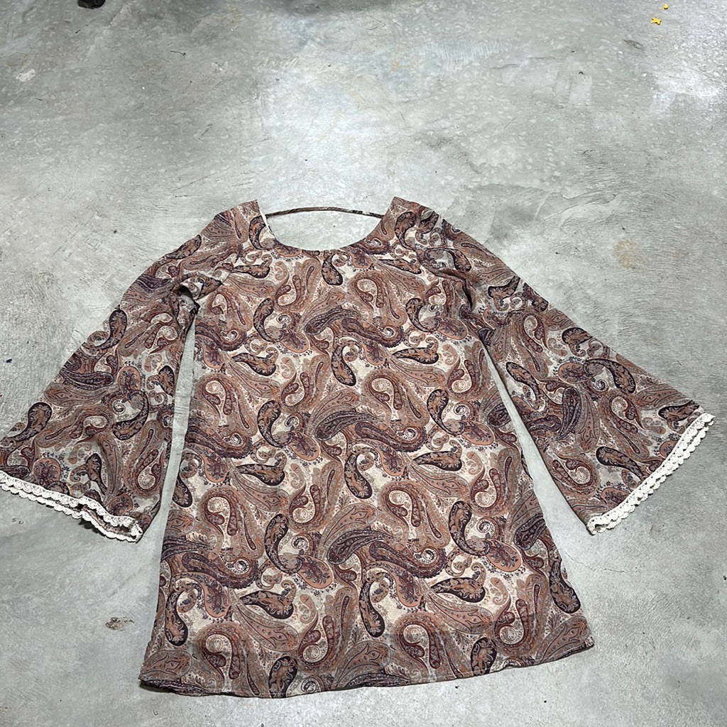 Xhilaration Brand Cream WMaroon Design Dress Size L  D95